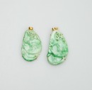 A Pair Of Emerald Mounted Diamond Earing. - 5