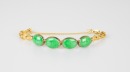 A Two 14k Gold Mounted Jadeite Bracelet - 4