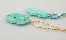 A Turquoise Pendant Carved ‘koi’ With Gold Necklace, - 5