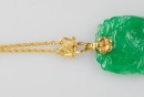 A 24k Gold Necklace And Jade Pendant - 2