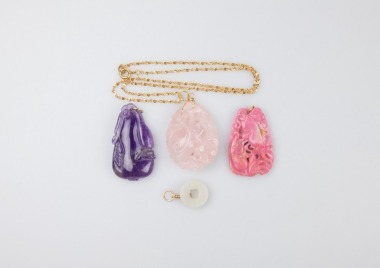 A Rose Quartz with Gold Necklace,