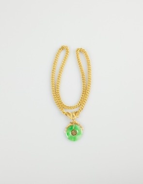 A 24k Gold Necklace And Jadeite Pendant