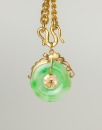 A 24k Gold Necklace And Jadeite Pendant - 4