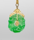 A 24k Gold Necklace And Jade Pendant - 4