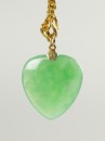 A 24k Gold Necklace with Two Heart Shape Jadeite Pendants - 2