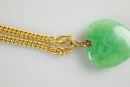 A 24k Gold Necklace with Two Heart Shape Jadeite Pendants - 3