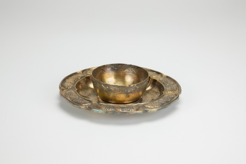 A Very Rare Royal Matched Silver-Gilt With Beast Pattern Wine Cup And Tray,