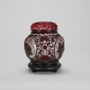 A Chinese Carved Red Glass Overlay Jar With Cover (Woodstand) - 6