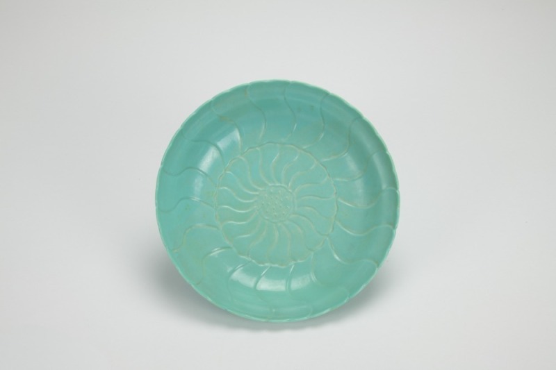 A Chinese Teal-Green Glazed ‘Lotus Flowers’ Dish