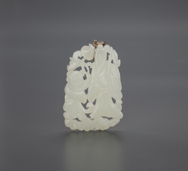 A Chinese White Jade Carved ‘Shuo Lao’ Pendant (Qing Dynasty)