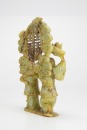 A Chinese Yellowish White Jade Carved Two Boy Holding Lotus Flower With ‘ Bat And Shou’ Statue - 3