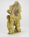 A Chinese Yellowish White Jade Carved Two Boy Holding Lotus Flower With ‘ Bat And Shou’ Statue - 5