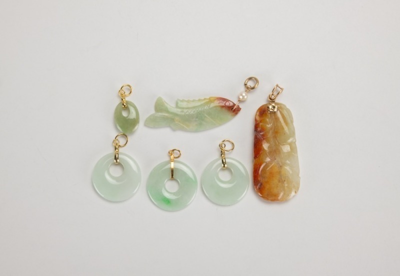 A Group of Red and Green Jadeite Pendant