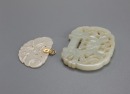 A Two Chinese White Jade Carved ‘Flowers And Butterfly Pendants(2 Pcs) - 3