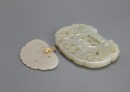 A Two Chinese White Jade Carved ‘Flowers And Butterfly Pendants(2 Pcs) - 4