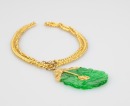 A 24k Gold Necklace And Jade Pendant - 2