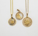 Three 24k Gold Nuggets Pendants With One 14k Gold Necklace - 2