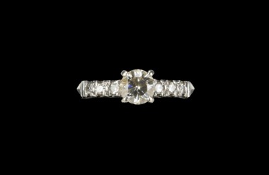 A 0.45 Carat Diamond Mounted 18k White Gold Ring