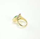 A Natural Green Jadeite Mounted 14k Gold Ring - 4