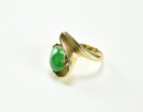 A Natural Green Jadeite Mounted 14k Gold Ring - 5