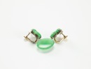 A Pair Of Natural Green Jadeite Earring And Jadeite Cachron - 3