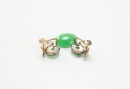 A Pair Of Natural Green Jadeite Earring And Jadeite Cachron - 4