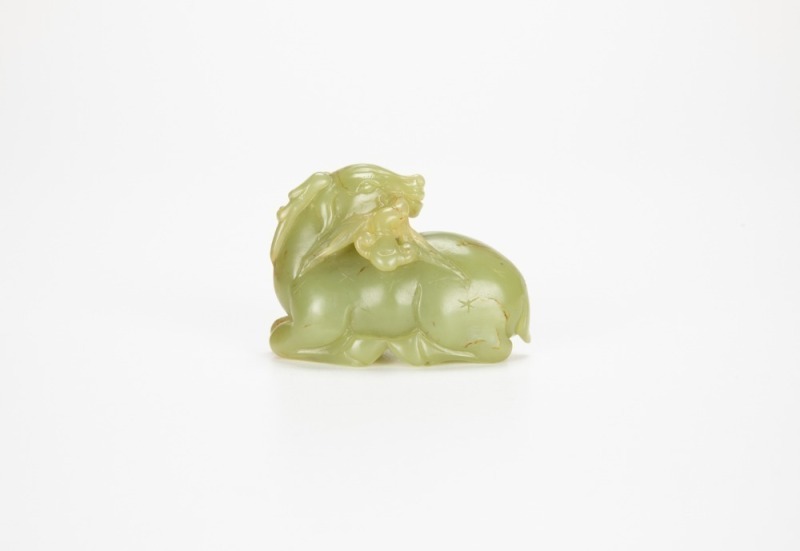 A Chinese Yellowish White Jade Carved Deer.