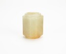 A Chinese White Jade Cong With Woodstand. - 3