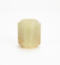 A Chinese White Jade Cong With Woodstand. - 6