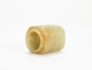 A Chinese White Jade Cong With Woodstand. - 10