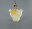 A Chinese White Jade Carved Leopard Face Pendant - 2