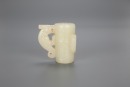A Chinese White Jade Carved &lsquo;Beast&rsquo; Tube - 4