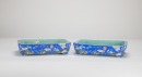 A Pair Of 'Dayazhai' Lavender Blue Ground 'Grisaille'-Decorated Narcissus Trays.