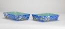 A Pair Of 'Dayazhai' Lavender Blue Ground 'Grisaille'-Decorated Narcissus Trays. - 3
