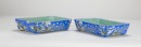 A Pair Of 'Dayazhai' Lavender Blue Ground 'Grisaille'-Decorated Narcissus Trays. - 4