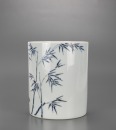 A Blue Enamel Glazed &lsquo;Bamboo, Magie&rsquo; Brushpot - 4
