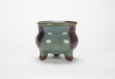 Yuan/ Ming-Jun Kiln Blue Three Purple Spot Glaze Tri-Pot Censer. - 2