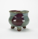 Yuan/ Ming-Jun Kiln Blue Three Purple Spot Glaze Tri-Pot Censer. - 3