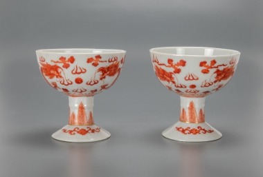 A Pair Of Chinese Iron-Red &lsquo;Dragon&rsquo; StemcuPcs.