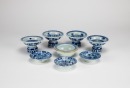 A Group Of Eight Chinese Blue And White Dishes And CuPcs(8 Pcs).