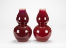 A Pair Of Chinese Sacrificial-Red Gourd Shape Vase. - 2