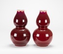 A Pair Of Chinese Sacrificial-Red Gourd Shape Vase. - 3