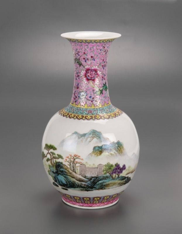 A Chinese Famille Glazed &lsquo;Landscape&rsquo; Vase.