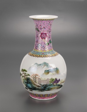 A Chinese Famille Glazed &lsquo;Landscape&rsquo; Vase.
