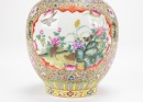 A Famille Glazed &lsquo;Brids And Flowers&rsquo; Double Handle Vase. - 5