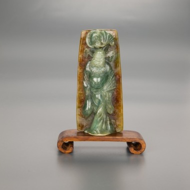 A Semi-Translucent Jadeite Carved &lsquo;ZhongnKui&rsquo;.