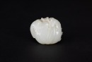 A White Jade Carved &lsquo; Flying Bat Pumpkin Pendant.