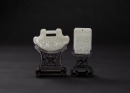 A Group Of Two White Jade Carved &lsquo; Figures and Longevity&rsquo; Pendants