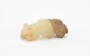 A Two Yellowish White Jade Carved &lsquo; Two Badger&rsquo; Eyes insert Gems Pendants - 4