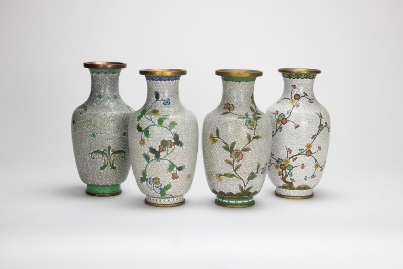 A Group Of Four Cloisonne Enamel Vases.